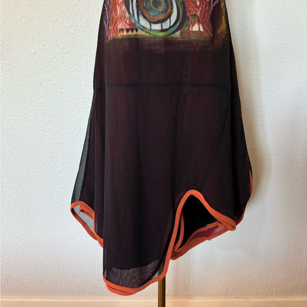 Save The Queen Vintage Brown/Purple/Orange Asymmetrical Dress size Large - Picture 3 of 17